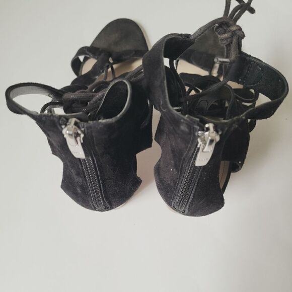 Marc Fisher Paradox Suede Block Heel Lace Up Sandals in Black Size 9 - Picture 9 of 9